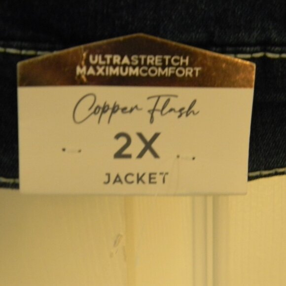 Copper Flash Denim Jean Jacket Bedazzled Buttons Size 2X NWT - Picture 3 of 8